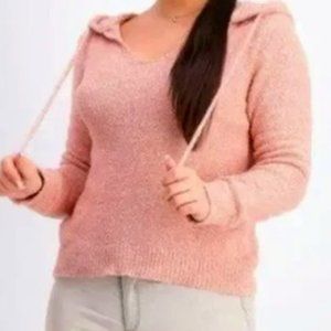 NWT Crave Fame Plush Fuzzy Hooded Sweater in Blush, Size XS